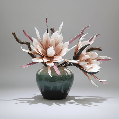 Azure Misty Rain 26x26cm ceramic vase with artificial flower arrangement for luxury home decor