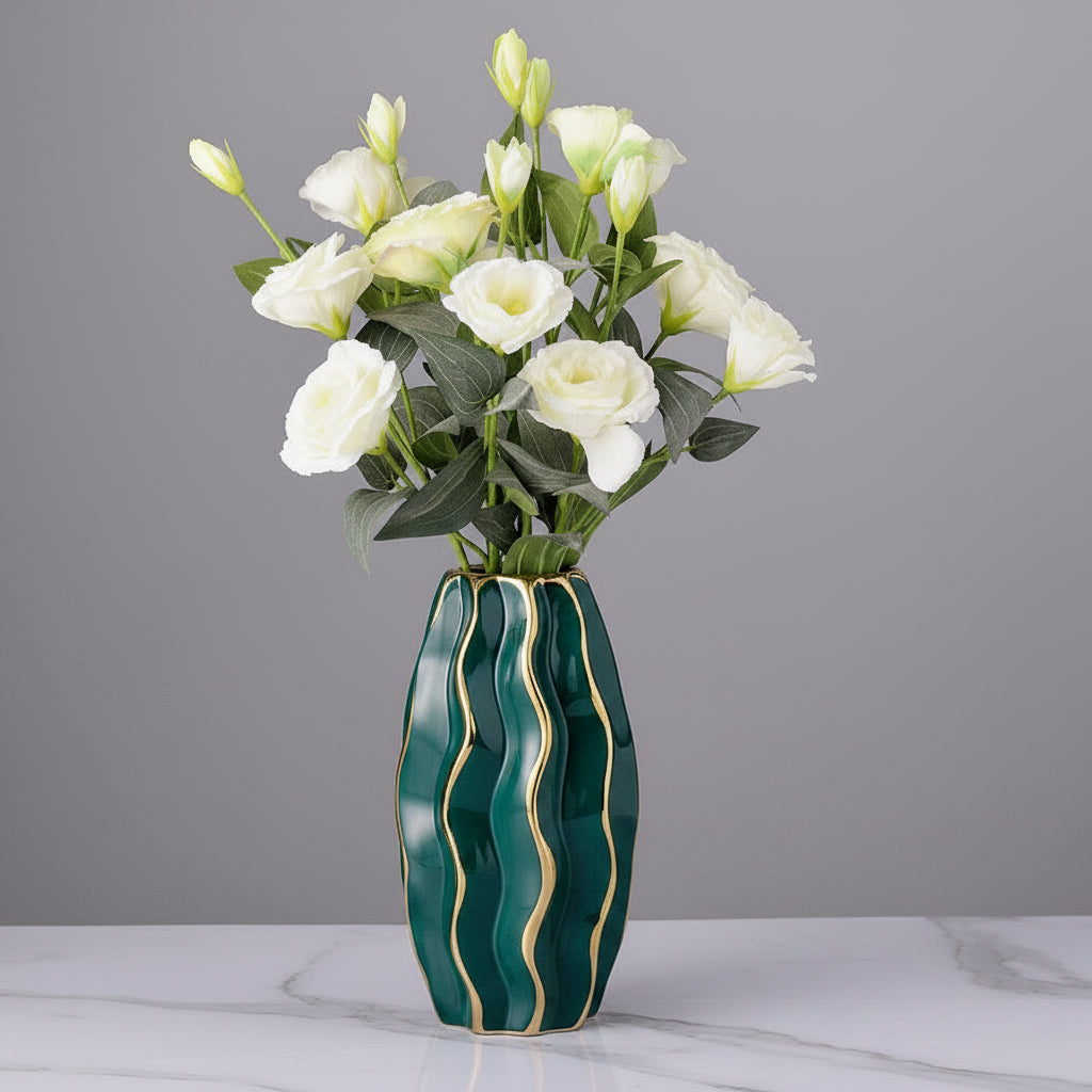 Modern electroplated ceramic water culture vase for hydroponic plants and tabletop floral decor