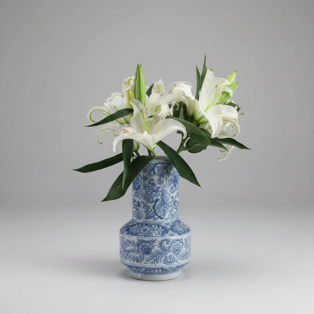 Vintage blue-and-white porcelain ceramic vase 33x17cm for home decor and dried flowers